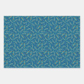 Kerstgroenen met Holly Berries Blue White Inpakpapier Vel (Voorkant 2)