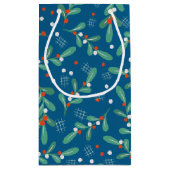 Kerstgroenen met Holly Berries Blue White Klein Cadeauzakje (Achterkant)