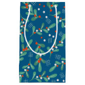 Kerstgroenen met Holly Berries Blue White Klein Cadeauzakje (Voorkant)