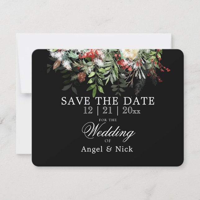 Kerstgroenen op Black SAVE the DATE Weduwen (Voorkant)