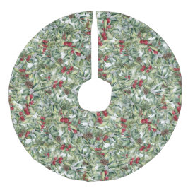 Kerstgroenen, pijnbomen en bessen Waterverf Imitatie Linnen Kerstboom Kleed