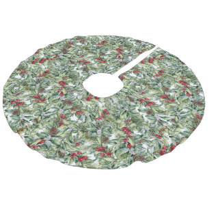 Kerstgroenen, pijnbomen en bessen Waterverf Imitatie Linnen Kerstboom Kleed