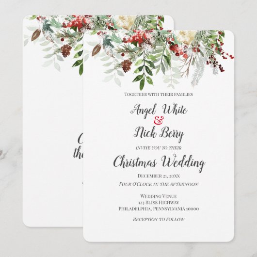 Kerstgroenen/Snowflakes/Vakantievrouw Announ Aankondiging (Voorkant / Achterkant)