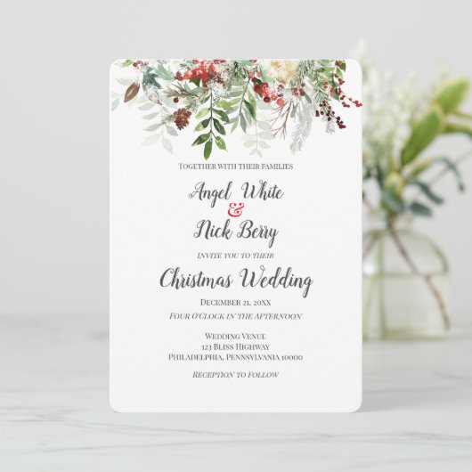 Kerstgroenen/Snowflakes/Vakantievrouw Announ Aankondiging (Staand voorkant)