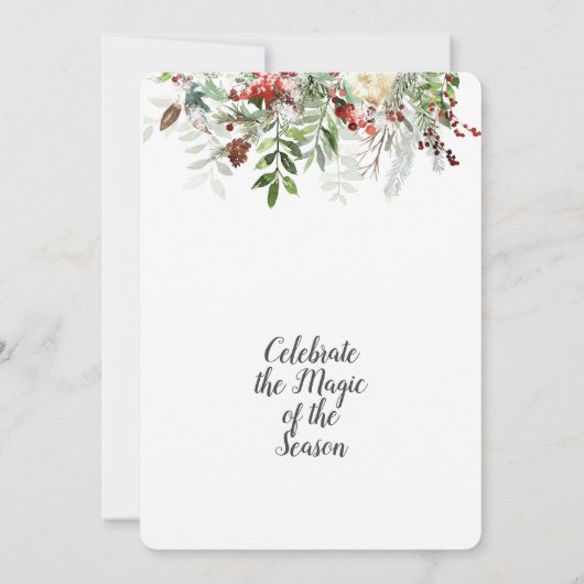 Kerstgroenen/Snowflakes/Vakantievrouw Announ Aankondiging (Achterkant)