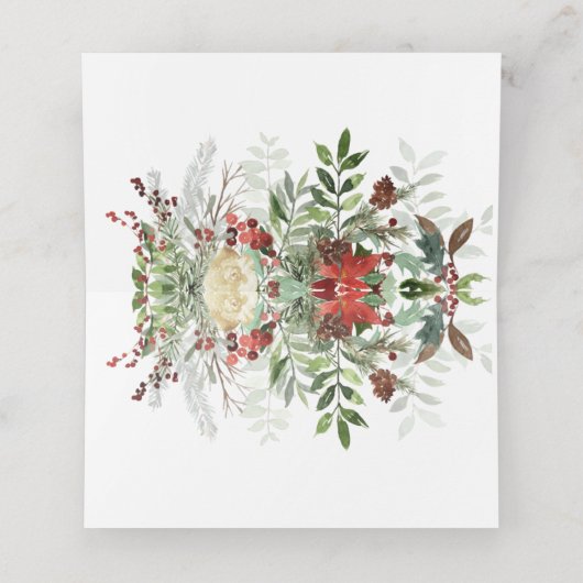 Kerstgroenen | wit | Kerstbruiloft Plaatskaartje (Binnenkant ongevouwen)