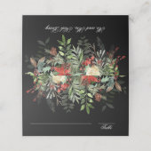 Kerstgroenen | Zwart | Kerstbruiloft Plaatskaartje (Buitenkant ongevouwen)