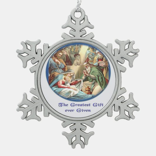 Kerstgroep Tin Sneeuwvlok Ornament (Voorkant)