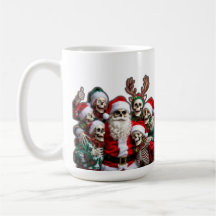 Kerstgroepfoto met Skelet Santa – Feestelijke 3D 