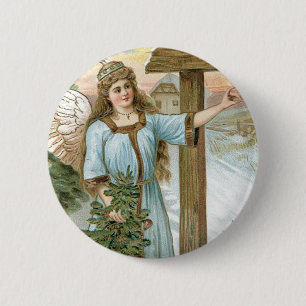 Kerstgroet Angel Ronde Button 5,7 Cm