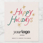 Kerstgroet Bedrijfs Wijnfles Etiket (Enkel label)