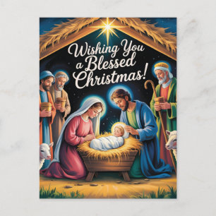 Kerstgroet bij Kerststal Briefkaart