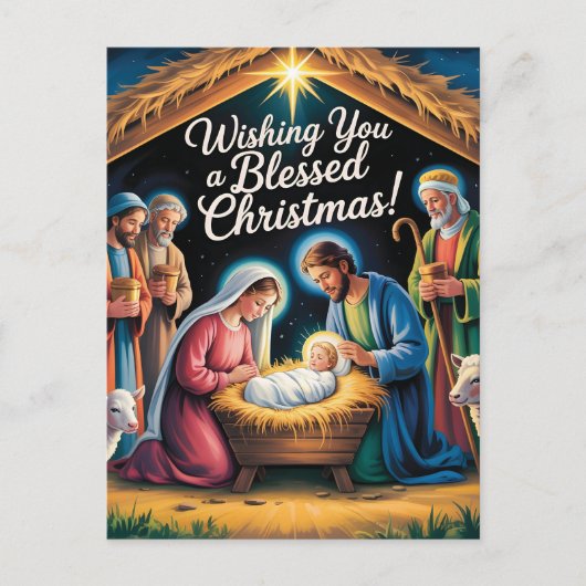 Kerstgroet bij Kerststal Briefkaart (Voorkant)