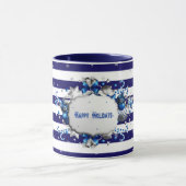 Kerstgroet Blauw Gestreepte Mok (Midden)