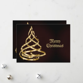 Kerstgroet Blinkende Gouden Lint Boom Feestdagenkaart