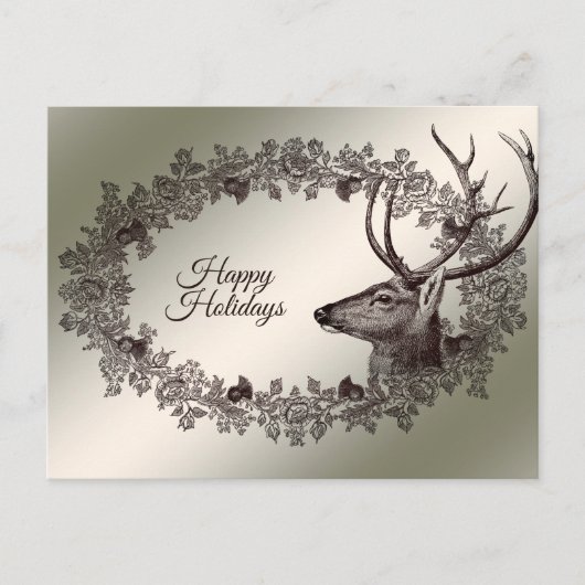Kerstgroet Bloemendier Gouden Winter Briefkaart (Voorkant)