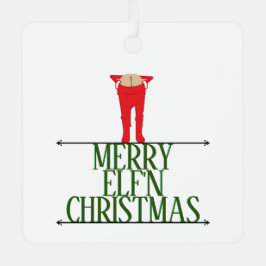 Kerstgroet bord met Elf Shenanigans Metalen Ornament
