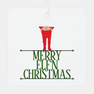 Kerstgroet bord met Elf Shenanigans Metalen Ornament