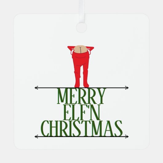 Kerstgroet bord met Elf Shenanigans Metalen Ornament (Voorkant)
