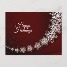 Kerstgroet Crystal Snowflakes Red Rustic Briefkaart