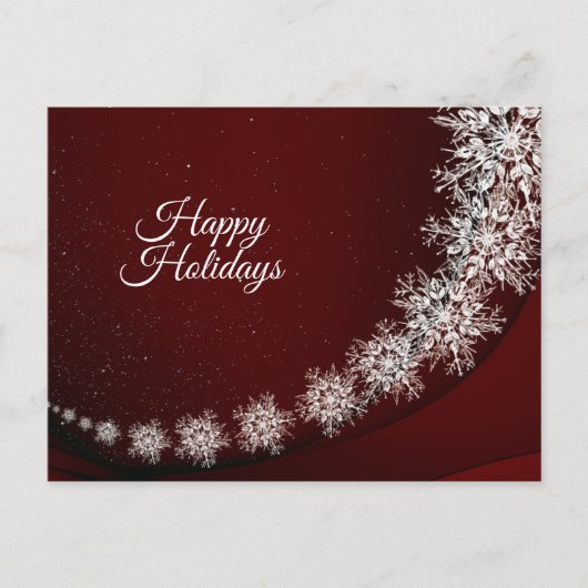 Kerstgroet Crystal Snowflakes Red Rustic Briefkaart (Voorkant)