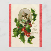  kerstgroet Cute Kitten Cat Briefkaart (Voorkant)