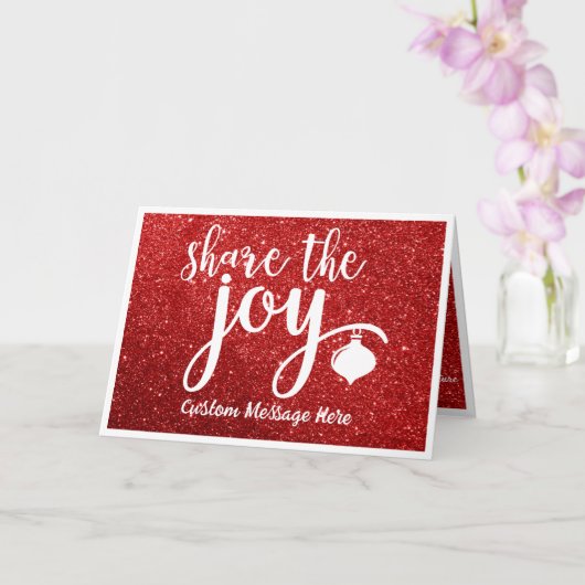 Kerstgroet Deel De Vreugde Rood Glitter Kaart (Orchidee)