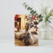 Kerstgroet door Bubbles de kat Briefkaart (Staand voorkant)