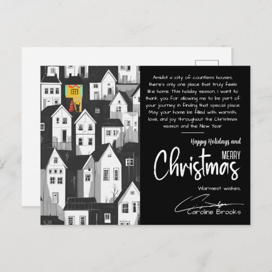 Kerstgroet, een plek die we thuis noemen feestdagenkaart (Voorkant / Achterkant)