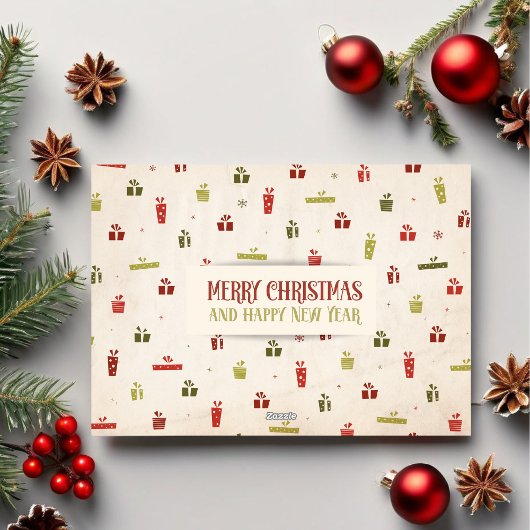 Kerstgroet Familiefoto Noordpool Stempel Feestdagenkaart