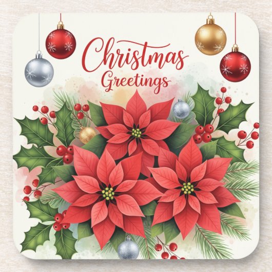 Kerstgroet, feestelijk, bier onderzetter (Voorkant)
