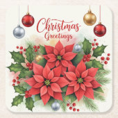Kerstgroet, feestelijk, kartonnen onderzetters (Voorkant)