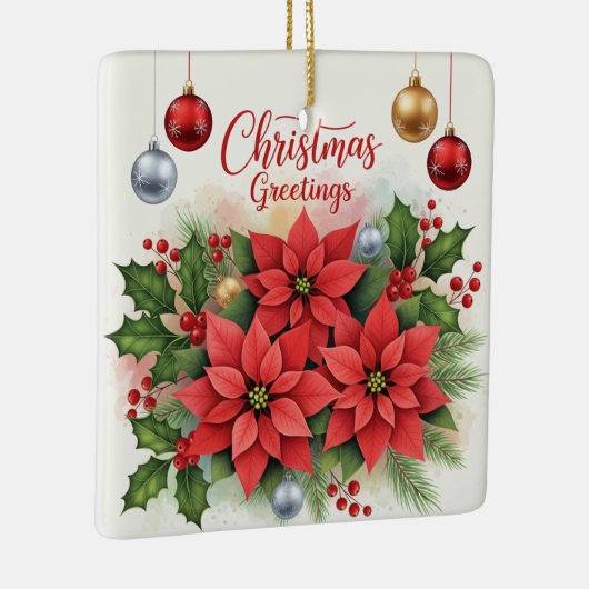 Kerstgroet, feestelijk, keramisch ornament (Rechts)