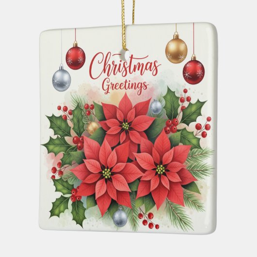 Kerstgroet, feestelijk, keramisch ornament (Links)