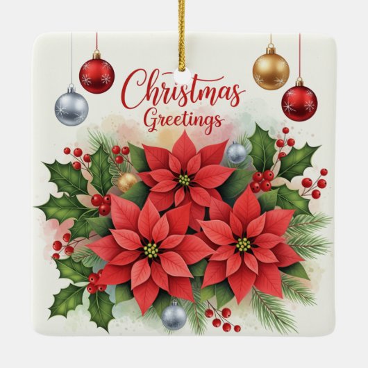 Kerstgroet, feestelijk, keramisch ornament (Achterkant)