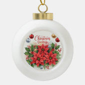 Kerstgroet, feestelijk, keramische bal ornament (Voorkant)