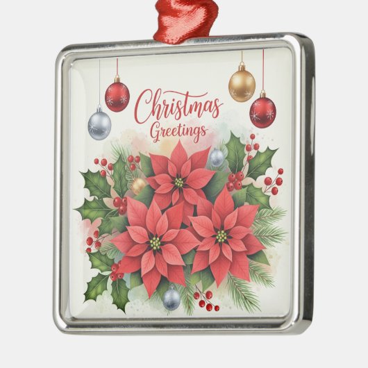 Kerstgroet, feestelijk, metalen ornament (Links)