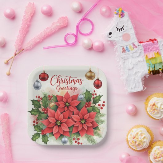 Kerstgroet, feestelijk, papieren bordje (Feest)