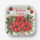 Kerstgroet, feestelijk, papieren bordje (Voorkant)