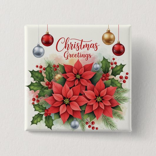 Kerstgroet, feestelijk, vierkante button 5,1 cm (Voorkant)