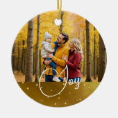 Kerstgroet Foto Joy Gold Keramisch Ornament (Voorkant)