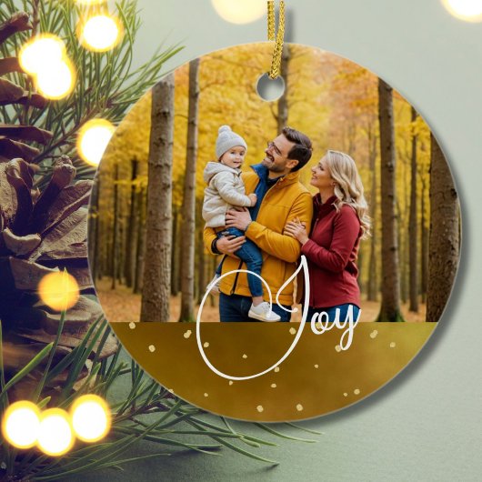 Kerstgroet Foto Joy Gold Keramisch Ornament