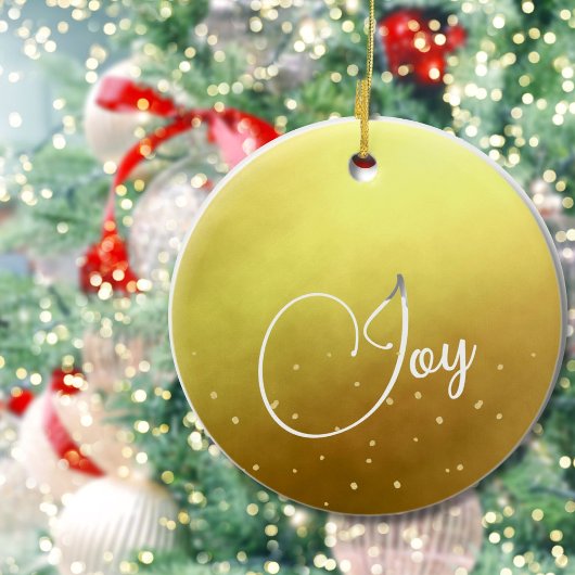 Kerstgroet Foto Joy Gold Keramisch Ornament