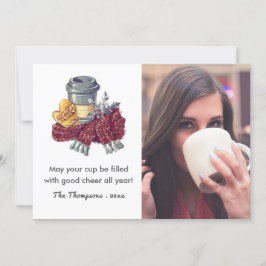 Kerstgroet Foto voor Koffieliefhebbers Feestdagenkaart