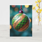Kerstgroet Geruite Ornament Kaart (Gele Bloem)