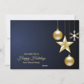 Kerstgroet Golden Ornaments Navy Blue Feestdagenkaart (Achterkant)