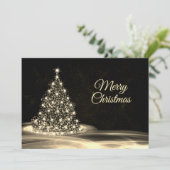 Kerstgroet Golden Shiny Winter Black Feestdagenkaart (Staand voorkant)