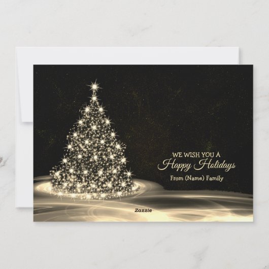 Kerstgroet Golden Shiny Winter Black Feestdagenkaart (Achterkant)