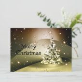 Kerstgroet Golden Tree Siny Sparkle Stars Feestdagenkaart (Staand voorkant)