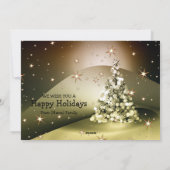 Kerstgroet Golden Tree Siny Sparkle Stars Feestdagenkaart (Achterkant)